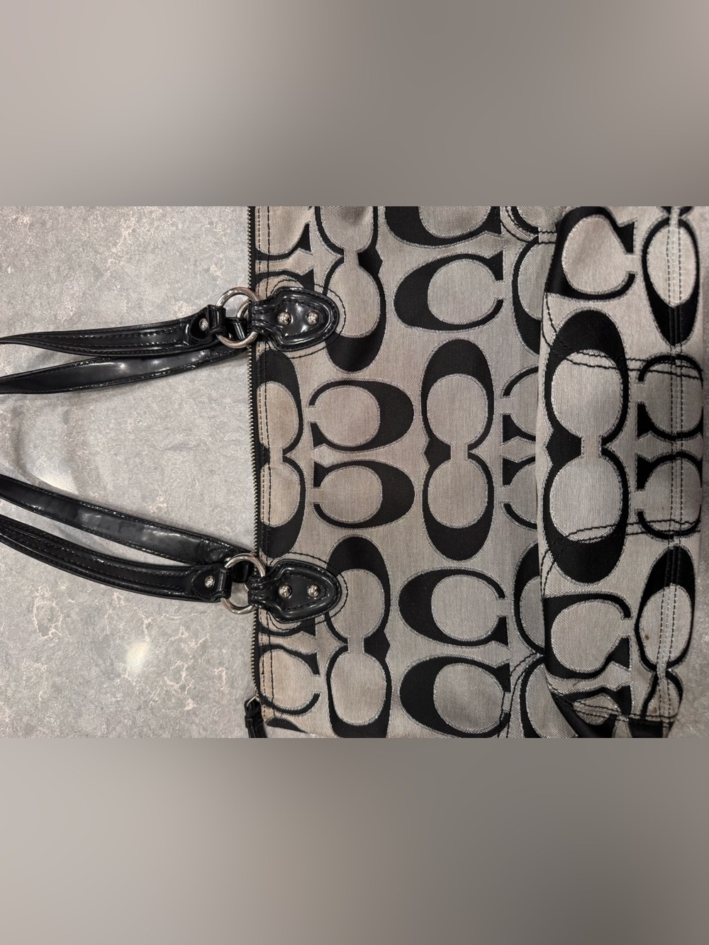 Coach Black and Gray Signature Tote Bag - Picture 9 of 10